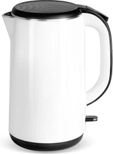Electric Kettle, 1.8L Double Wall, 304 Stainless Steel Interior, BPA-Free, 1100W
