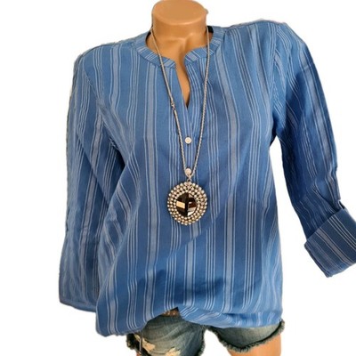 Tom Tailor Bluse Oberteil Tunika Viskose Langarm gestreift M bis L (3545)