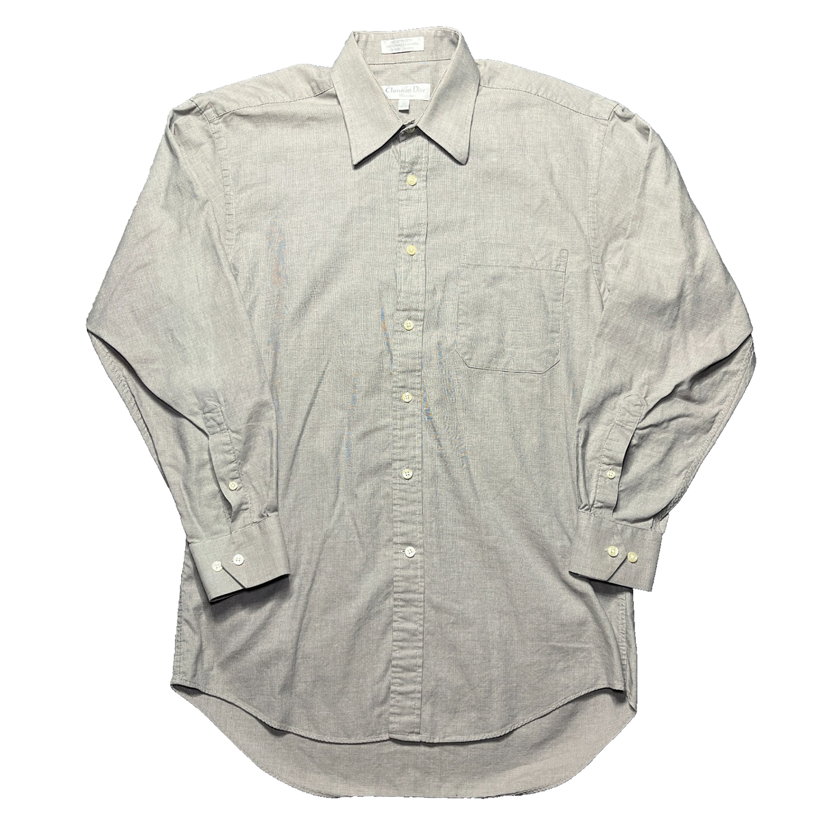 Vintage Christian Dior Chemises 15 32/33 Gray 100% Cotton Paris