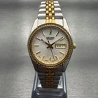 Seiko Watch Women 24mm Silver Dial Two Tone Daydate Round 7N83-0041 New Battery