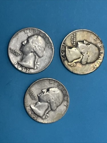 3  BU-90% Silver Washington Quarters  1952,1953,1954