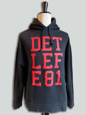 RAF SIMONS | FW 17/18 | Hoodie schwarz | DETLEF E 81 Red Print | Gr. M