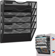 5-Tier Magnetic File Holder, No Drilling Installation File Cabinet Organizer, Bl