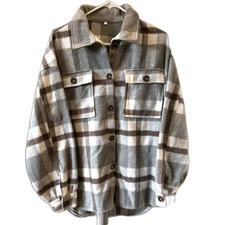 Plaid Fleece Shirt/Jacket - Size Large