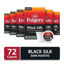Folgers Black Silk Coffee Keurig K-Cup Pods, Dark Roast Coffee, 72 Count