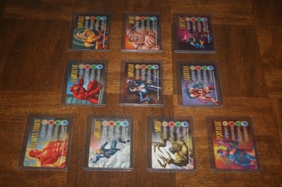 10 Card Lot of 1996 Fleer Marvel OverPower IQ Character / Hero Cards w/ Longshot