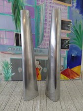 Mid Century Modern Aluminum Candle Holders Pair 14” Sculptural Weighted