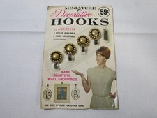 Vintage NOS Necessa Miniature Decorative Round Metal Wall Hooks Made In USA