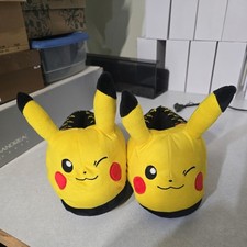Official Pokemon Pikachu Plush Kids Unisex Slip On Slippers - Size 2/3