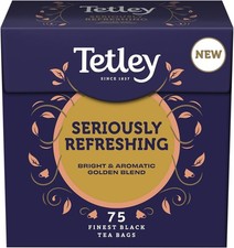 Tetley Seriously Refreshing Tea, 75 Tea Bags - Rainforest Alliance Certified Cl 0.09 per strip