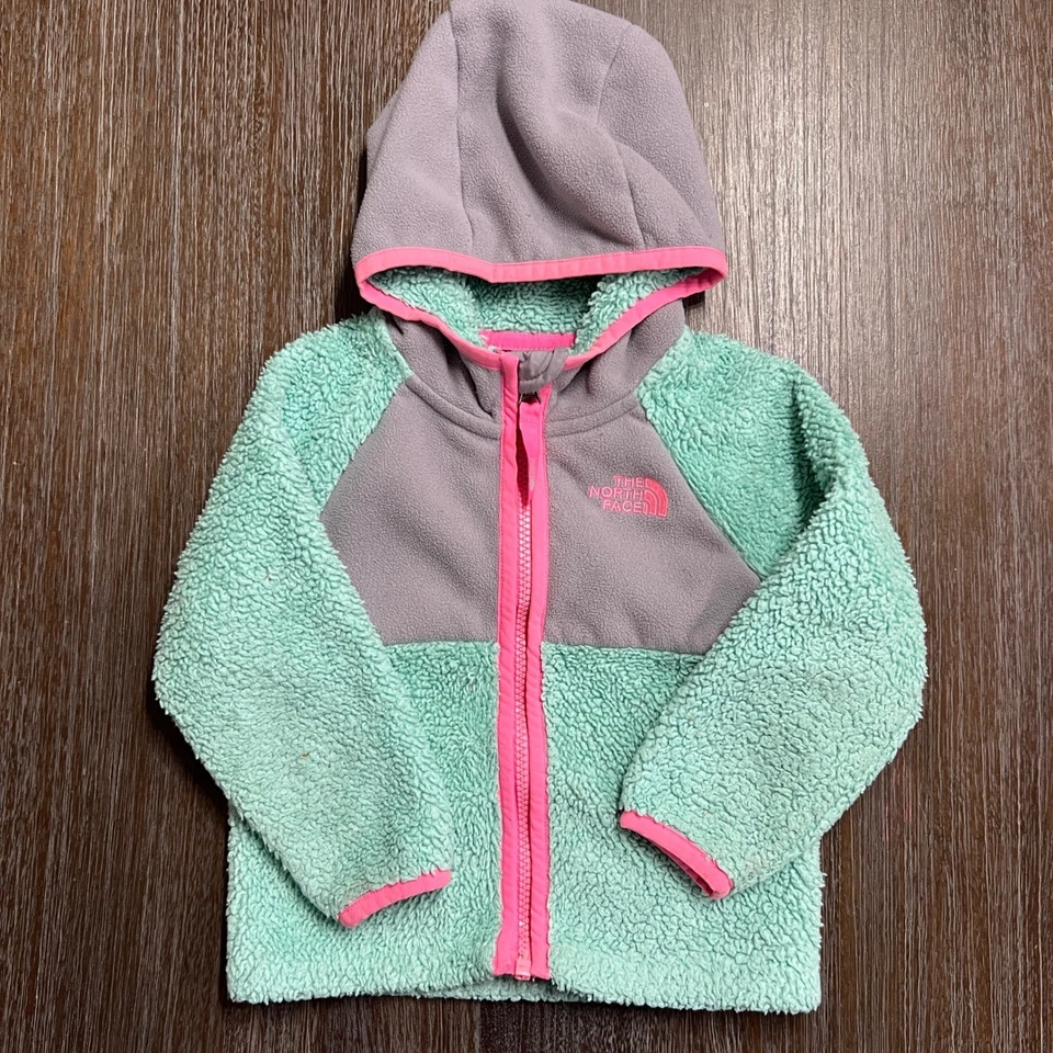 Chaqueta con Capucha The North Face Niño Pequeño Polar Cremallera Rosa Como Nueva Gris Logo Foto 2 de 4