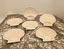 Vintage Japan Shell Seafood Appetizer Canape Snack Plates Set of 6, Great Shape