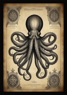 Moody Octopus gerahmtes Wandbild Poster Leinwanddruck Bild