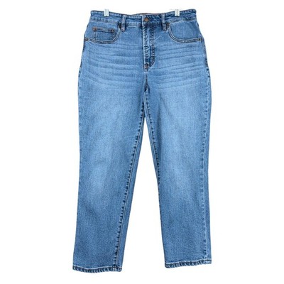OAT New York High-Rise Straight Crop Womens 29 Cotton Spandex Blue Jeans