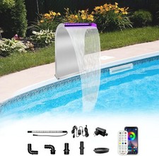 Image of Longrun Waterfall Spillway Stainless Steel S-Shaped Pool Fountain, RF & APP Ctrl