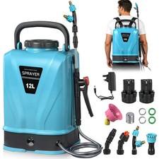 12L 12V Battery Powered Electric Pump Sprayer 5Nozzles Adjustable Shoulder Strap