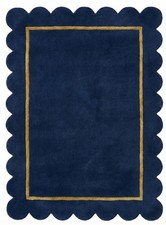 Hand Tufted Rug with Scalloped Edges – Modern Minimalist Design for living room