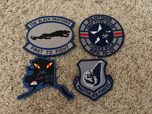 USAF Squadron Patches ~ 4 35th FS Pilot Worn ~ Hook Loop Backs