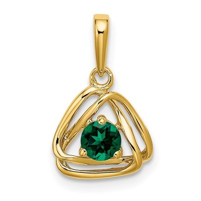 14k Gelbgold geschaffen Smaragd Dreieck Anhänger