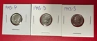 1943 Mercury Dime Coins  Lot of 3 P D S – Brilliant Uncirculated – 90% Silver