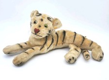Vintage R Dakin Japan 1960's Tiger W/ Green Eyes Stuffed Animal Mohair 9" Cat