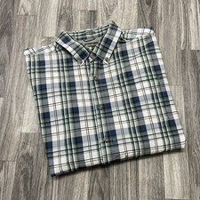EDDIE BAUER Classic Fit Button Down Green Gray Plaid Dress Shirt Men's Size L