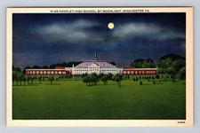 Winchester VA-Virginia, Handley High School By Moonlight, Vintage Postcard