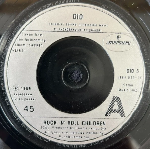 DIO 'ROCK 'N' ROLL CHILDREN' 7'' SINGLE MERCURY RECORDS DIO5 1985 UK FIRST PRESS - Image 3 of 4