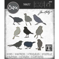 Silhouette Birds Sizzix Thinlits Thin Metal Bird Die Set by Tim Holtz 665861 NEW