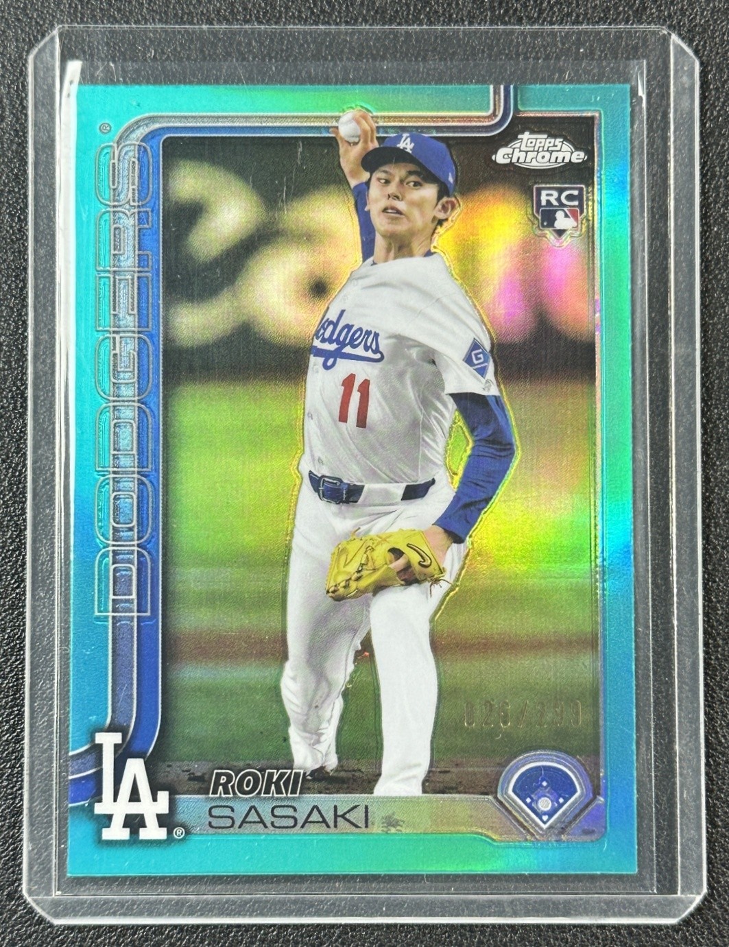 ROKI SASAKI 2025 TOPPS CHROME #217 ROOKIE TEAL REFRACTOR RC 26/299 DODGERS