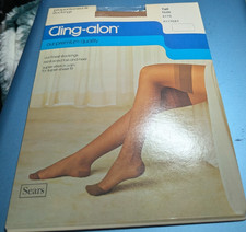 Sears Cling-alon stockings reinforced toe and heel super stretch yarn tall nude