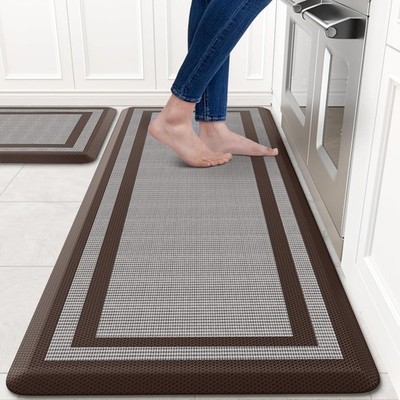 [2 PCS Kitchen Rugs Cushioned Anti-Fatigue Kitchen Mats for Floor Waterproof ...
