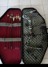 Bowtech Assassin Bow And Arrow With Apex Sight. 9 Arrows And Case.