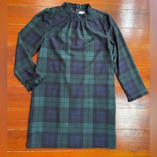 NWT J. CREW Blackwatch Plaid Ruffle Neck Classic Shift Dress Sz 6 🧡🎀