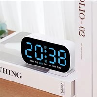 LED Electric Digital Alarm Clock Mains Power Mirror Display Bedroom Bedside UK