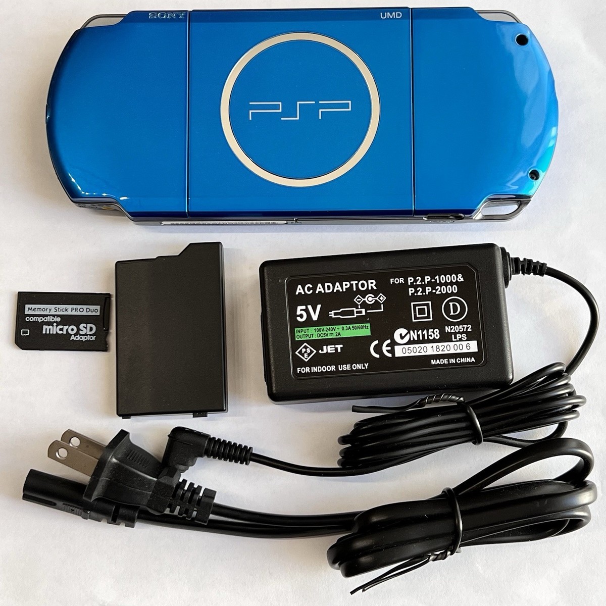 VIBRANT BLUE PSP 3000 System w/ Charger, Battery, 16gb Memory Card