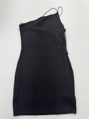 H&M Divided Bodycon Mini Dress Womens Black Ribbed Size M