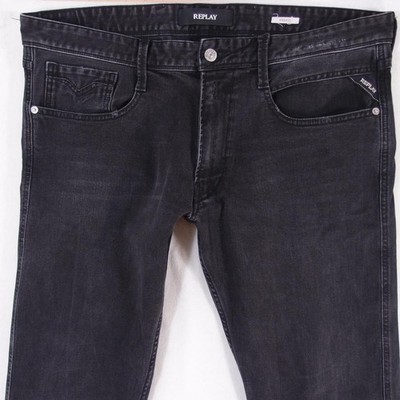 Mens Replay M914 ANBASS Stretch Slim Tapered Grey Jeans W36 L32