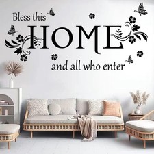 Wall Decal Home Blessing Quote Bless This HOME Removable Vinyl Sticker 35x17