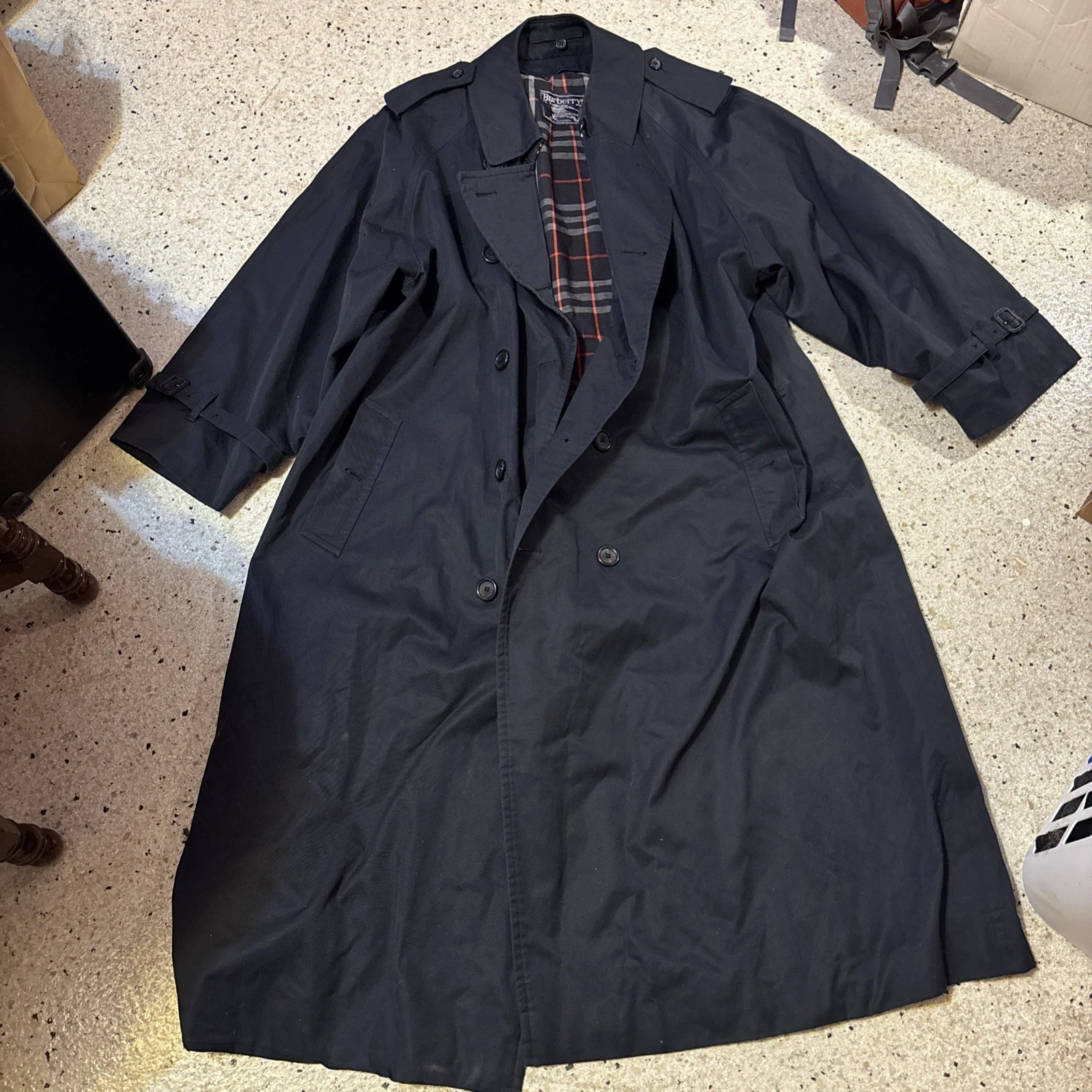 Burberrys Double Breasted Navy Blue Men's Trench Coat Superb Size 50 Long image 1