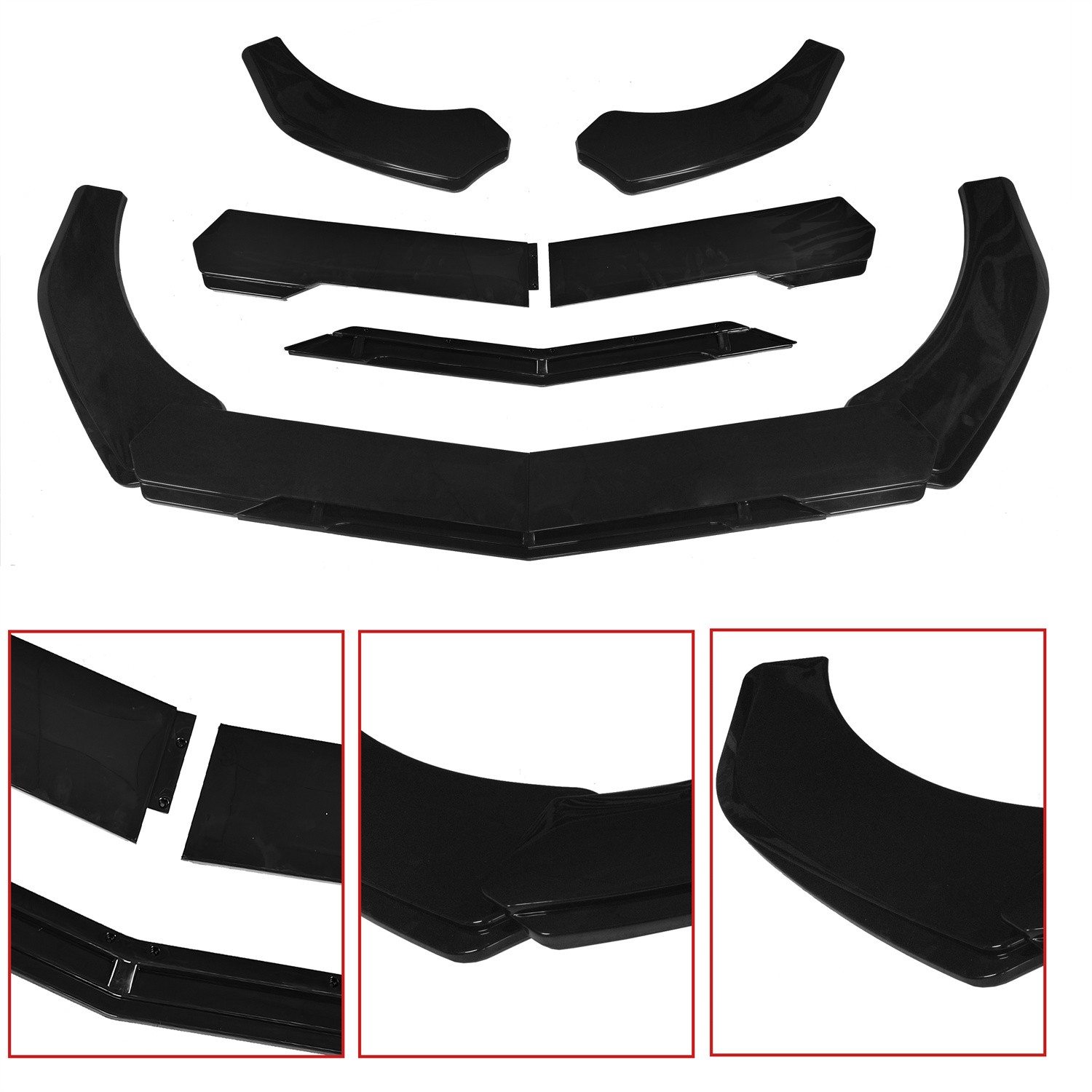 Front Bumper Lip/ Splitter Spoiler Glossy Black Body Kit For AUDI A3 A4 A5 A6 A7