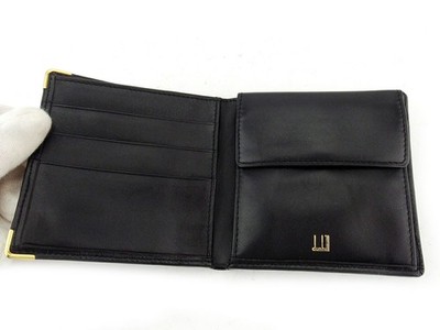 Dunhill Bifold Wallet Black gold Women Authentic secondhand Dunhill Bifold Wallet Black gold Women Authentic secondhand