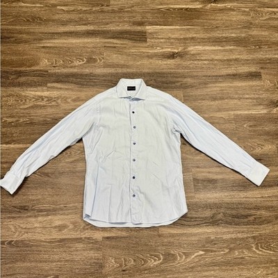 Mel Gambert Light Blue Textured Dress Shirt Button Up Mens M