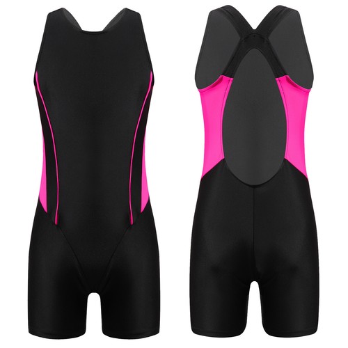 Kids Girls Short Jumpsuit Rash Guard Swimwear Water Sports Swimsuit One-piece - Picture 23 of 50
