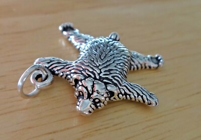 Sterling Silber 20x21mm ~4 Gramm 3D Bärenfell Teppich Charm hohl auf Rückseite