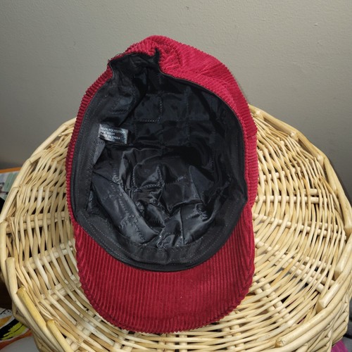 Burgandy Corduroy Hat Charter Club Newsboy Cabby Cap One Size Apple 70s GC - Picture 5 of 6