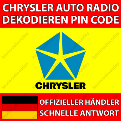  CHRYSLER RADIO DECODING PIN CODE FOR ALL MODELS VP2 NTG4 R1 UCONNECT 5 7 