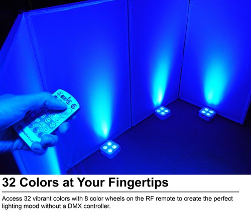 Rockville MINI RF4 V2 White Bright DJ/Party LED Par Wash Up Light+RF Remote+APP - Picture 4 of 11