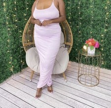 Lavender Spaghetti strap ruched dress 