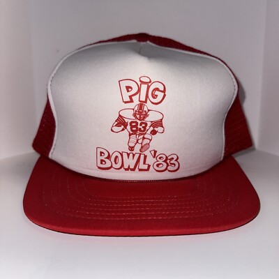 Vintage SnapBack Hat From 1983  Pig Bowl  83 . New Never Worn. Sportland Caps.